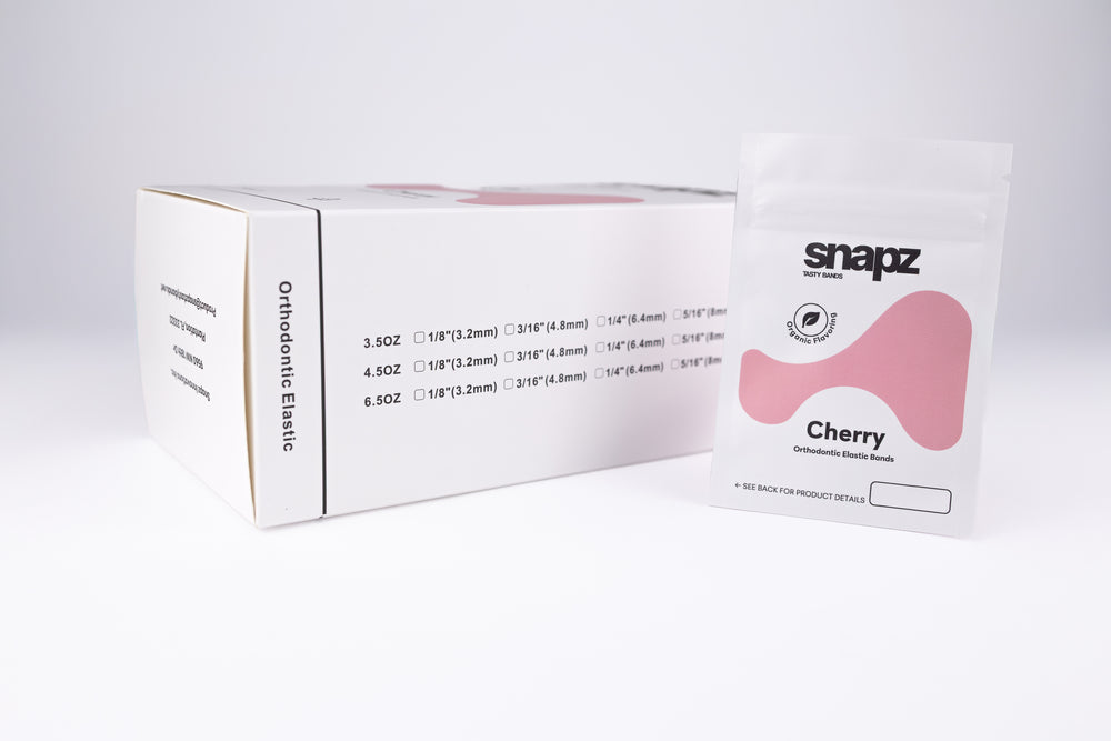 Snapz Cherry Flavored Orthodontic Elastics, 5,000-Band Practice Box