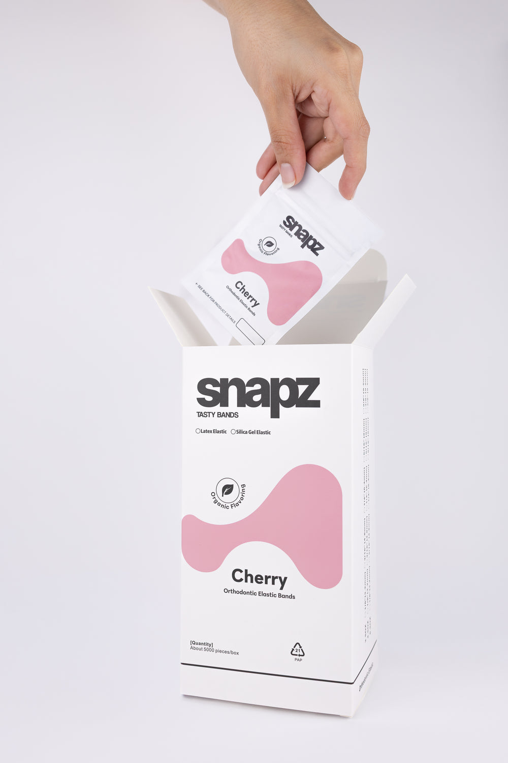Snapz Cherry Flavored Orthodontic Elastics, 5,000-Band Practice Box