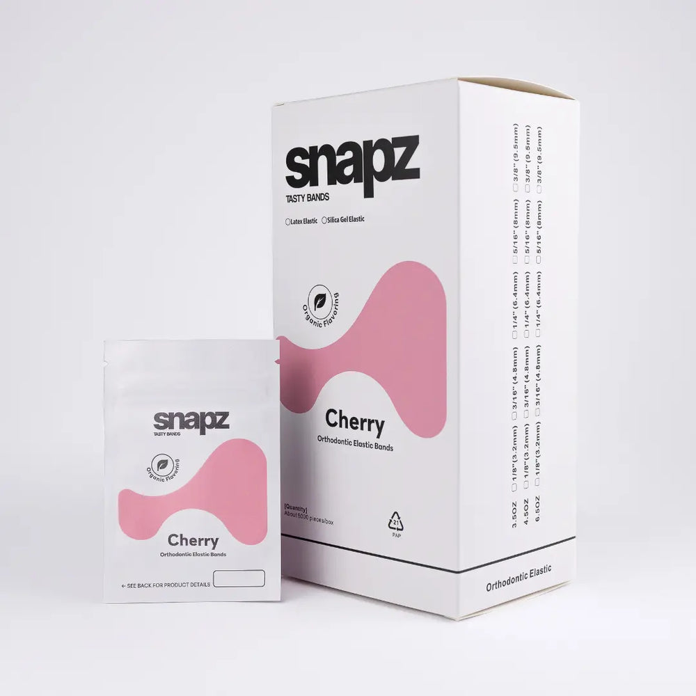 Snapz Cherry Flavored Orthodontic Elastics, 5,000-Band Practice Box